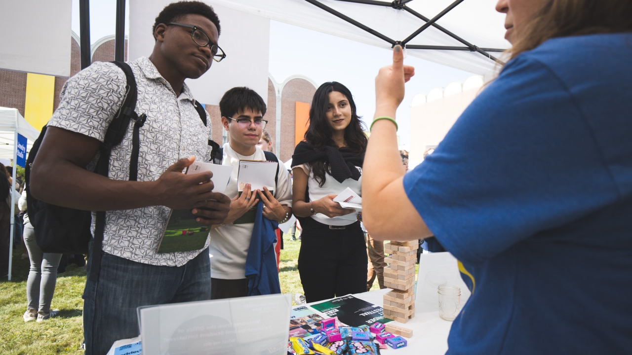 Students listening to someone speaking