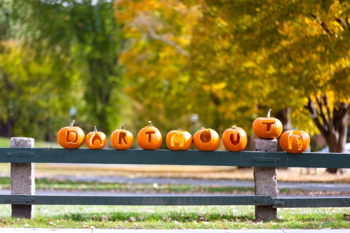 Carved pumpkins that spell Dartmouth
