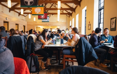 Students dining in Commons