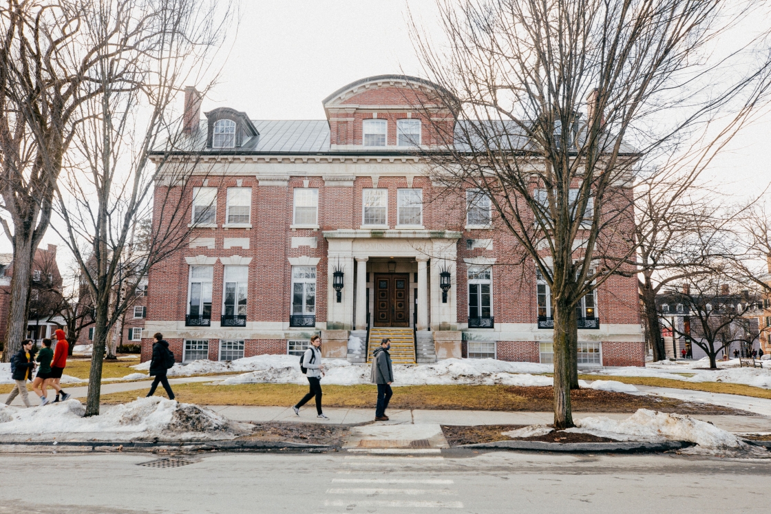 Parkhurst building at Dartmouth with people walking by