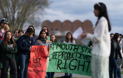 Abortion-rights rally on the Dartmouth Green Friday