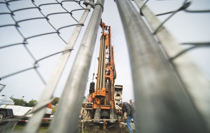 Geothermal well drilling on campus