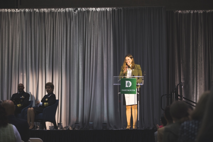 Sian Beilock welcomes everyone to the surgeons general event