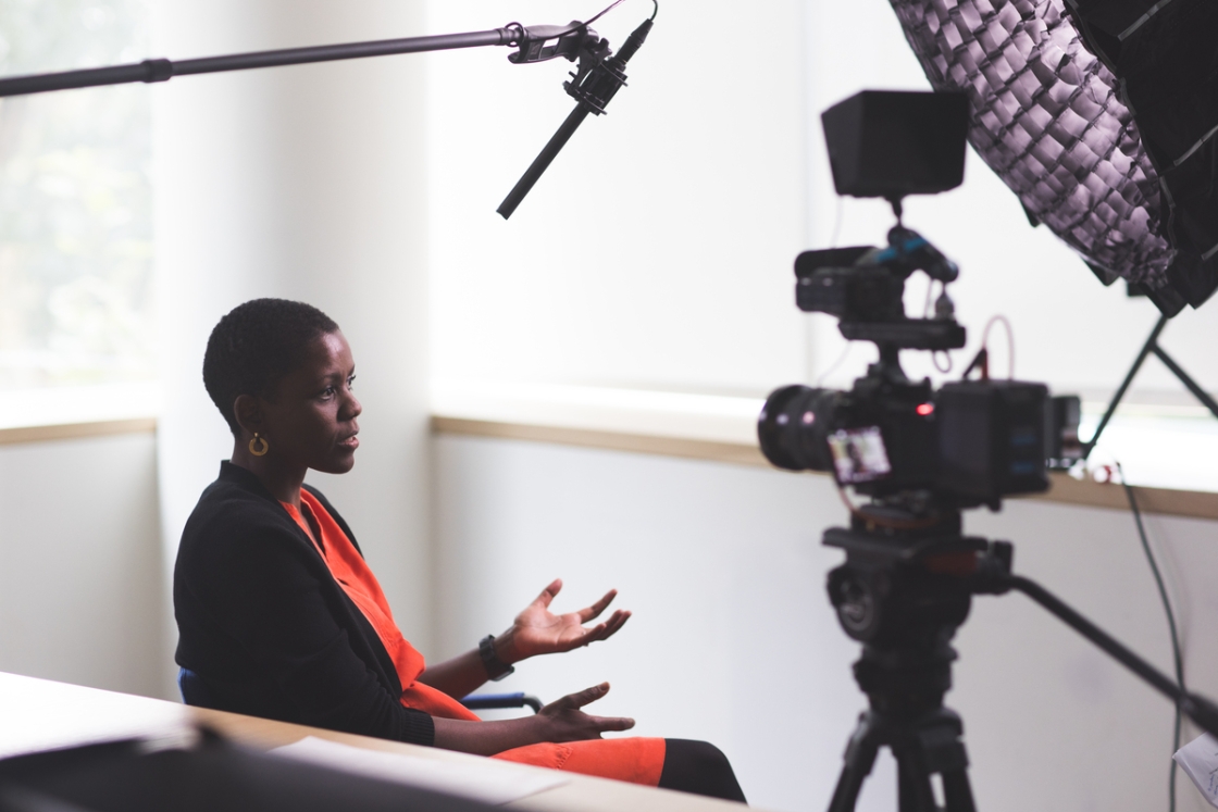 Rose Mutiso giving an interview