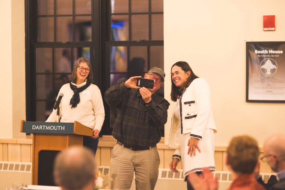 Thayer employee takes selfie with President Beilock