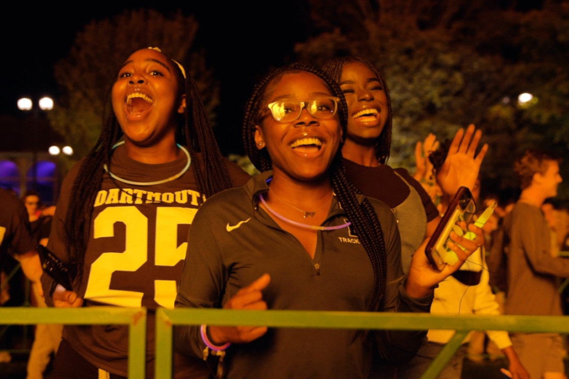 Dartmouth students at the Homecoming bonfire