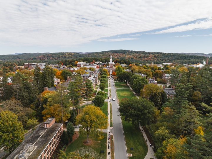 Dartmouth campus viewed from Tuck Drive