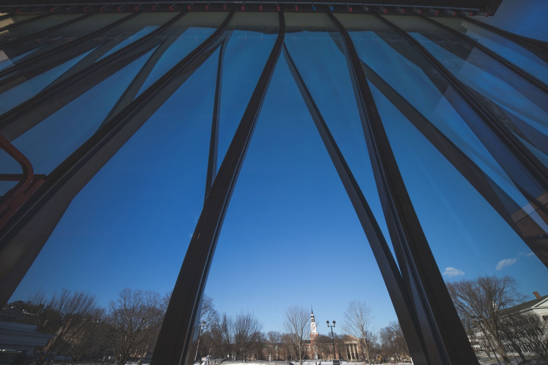 Tall windows facing Dartmouth campus