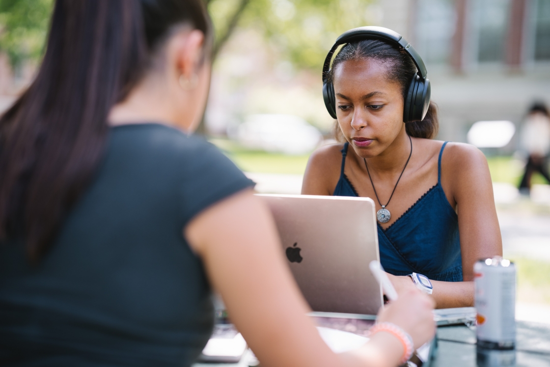 Students studying outside