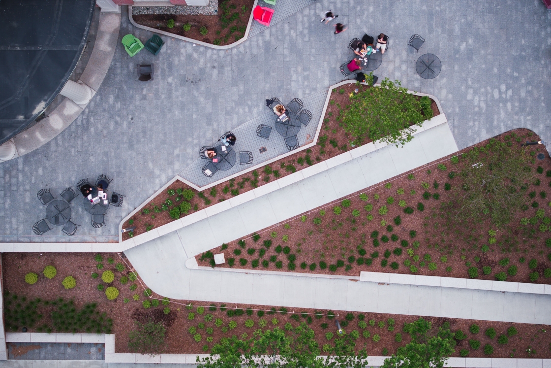 Overhead shot of the Collis patio