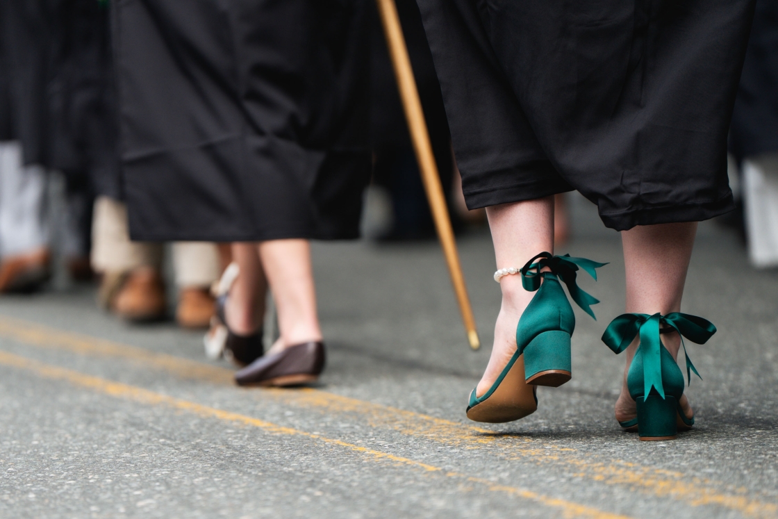 Green block heels with satin bowties