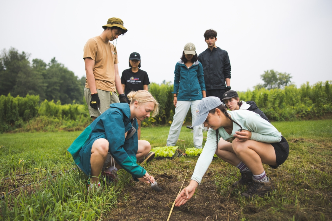 Students gardening at O-Farm