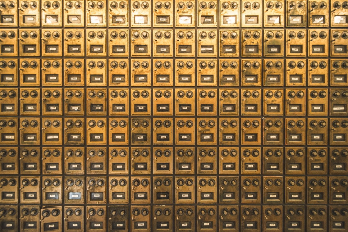 Wall of Hinman Mailboxes