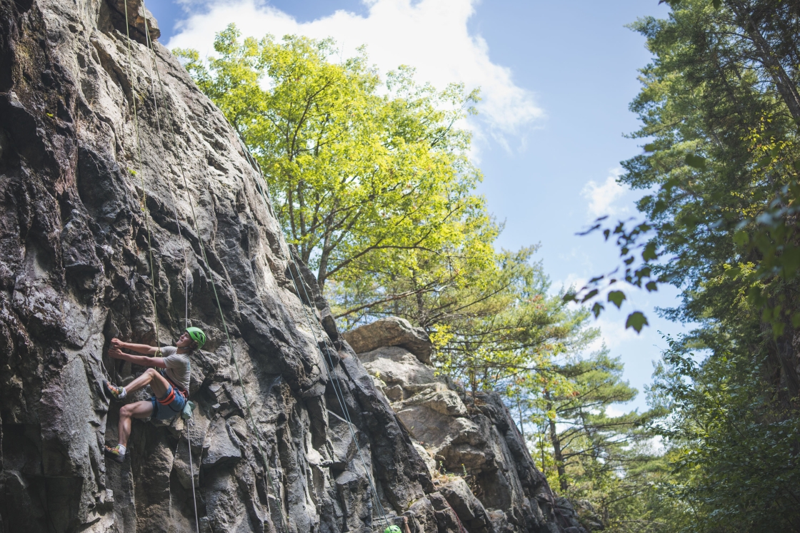 Student rock climbing