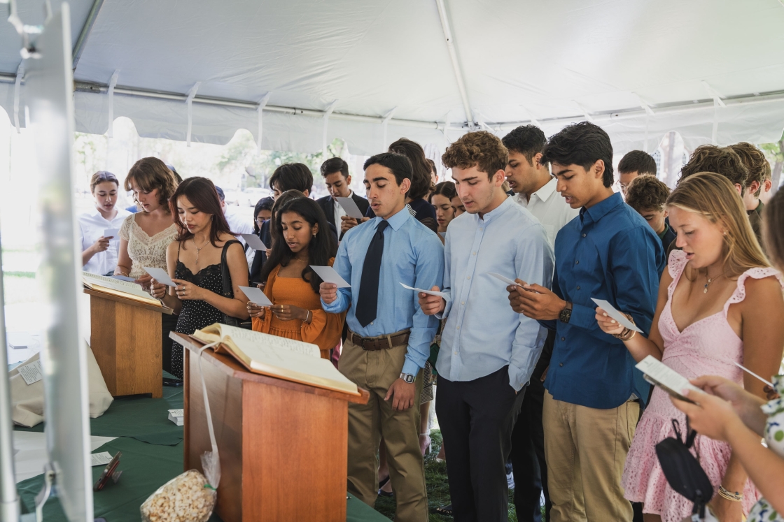 Students read off of cards