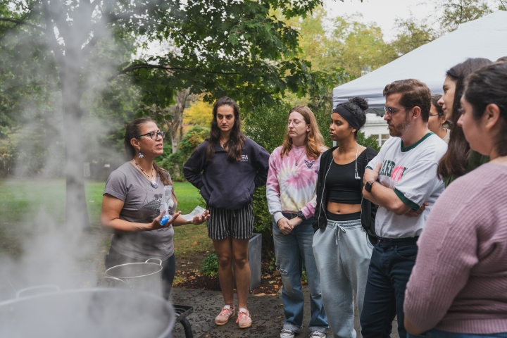 Elizabeth James-Perry talking to students