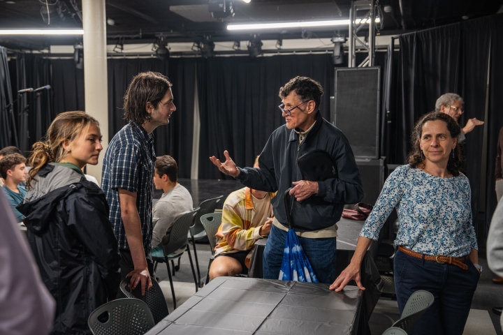 Henry Clark and Melissa Herman speak with students
