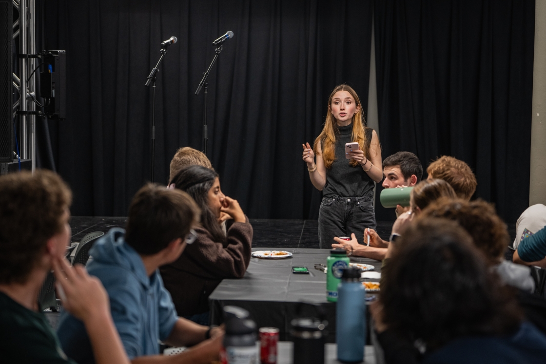 Grace Wilkins speaks to an audience