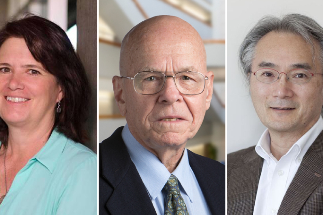 Portraits from left to right of Fiona Harrison, K. Barry Sharpless, and Paul Matsudaira