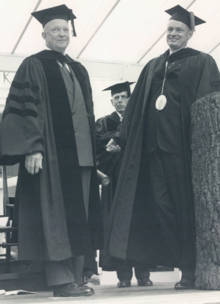 President Eisenhower onstage at Dartmouth Commencement