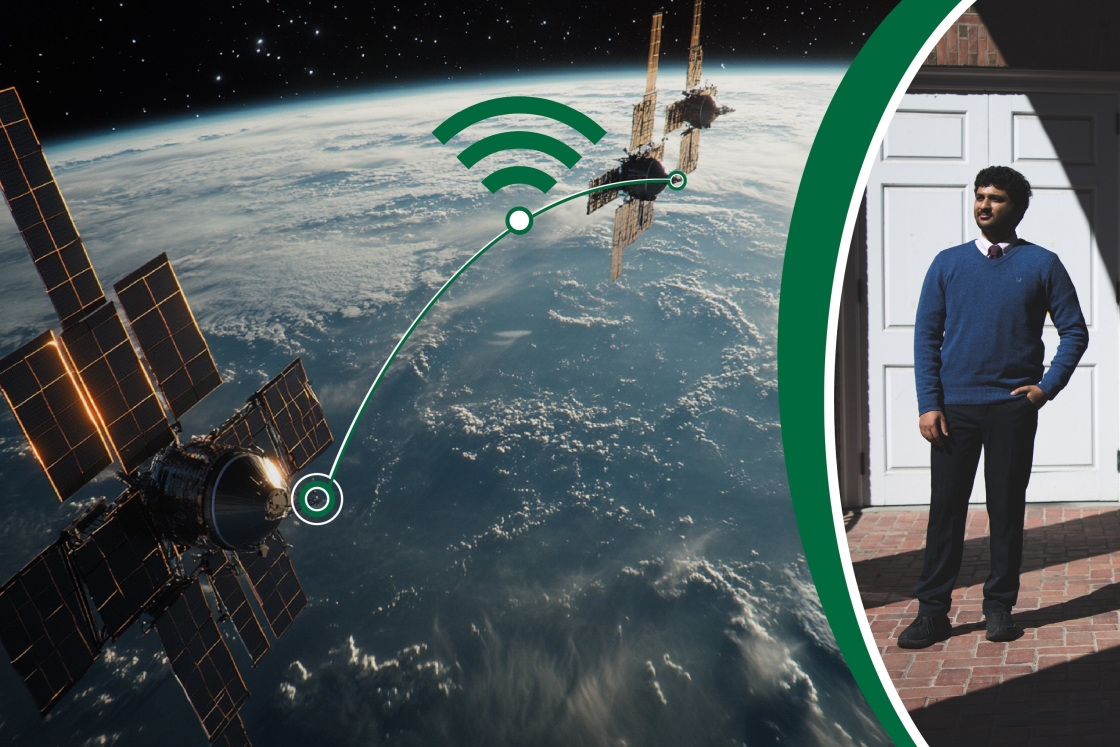Siddhartha Jayanti with a graphic of satellites