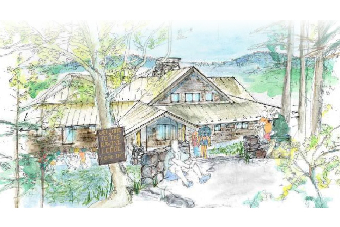 Architectural sketch of the new Moosilauke Ravine Lodge.