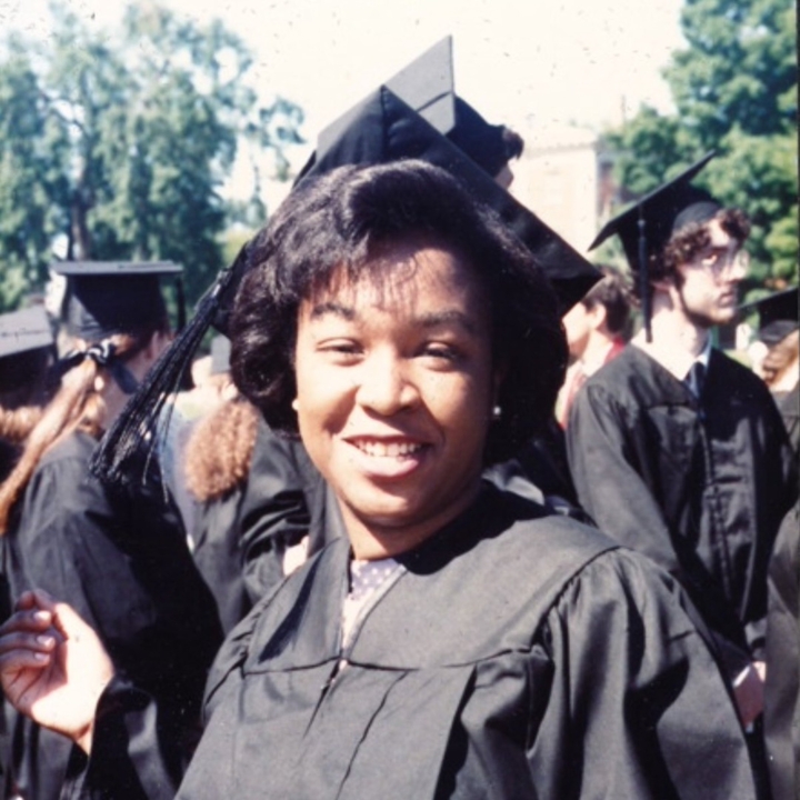 Shonda Rhimes in graduation regalia