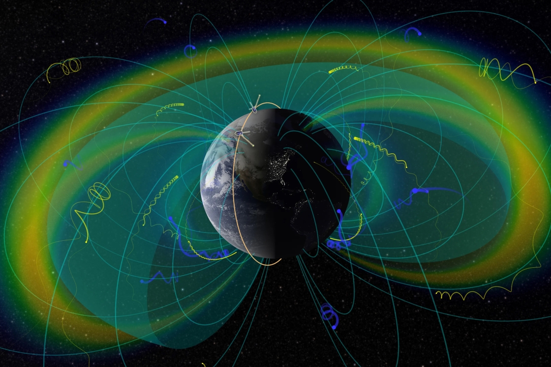 Depiction of Van Allen belts around Earth