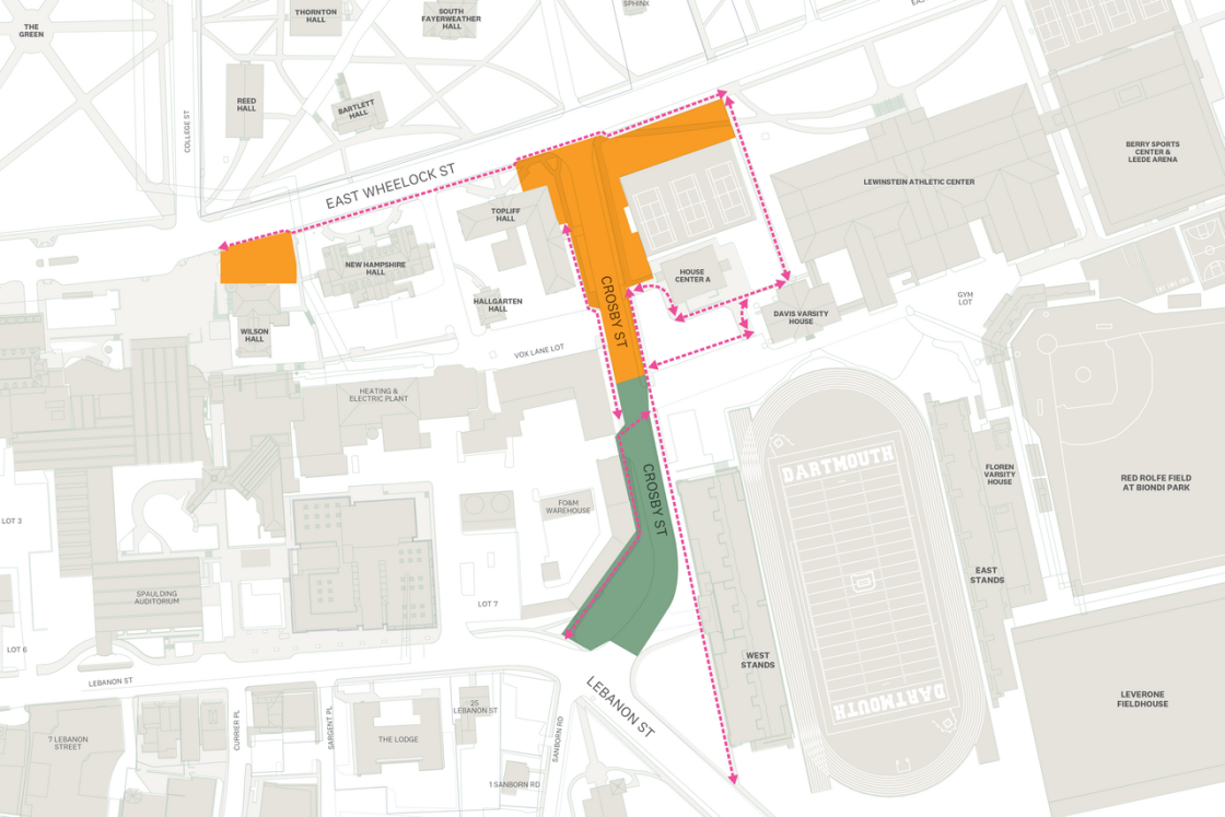 A map of highlighting Crosby Street construction.