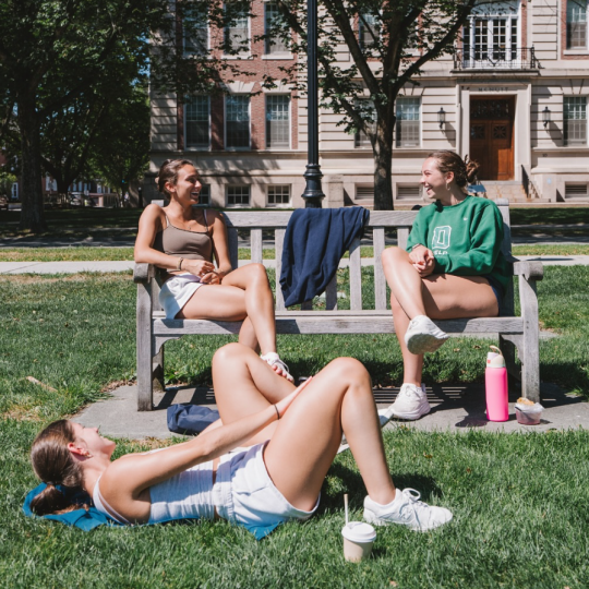 Students lounging on the Green